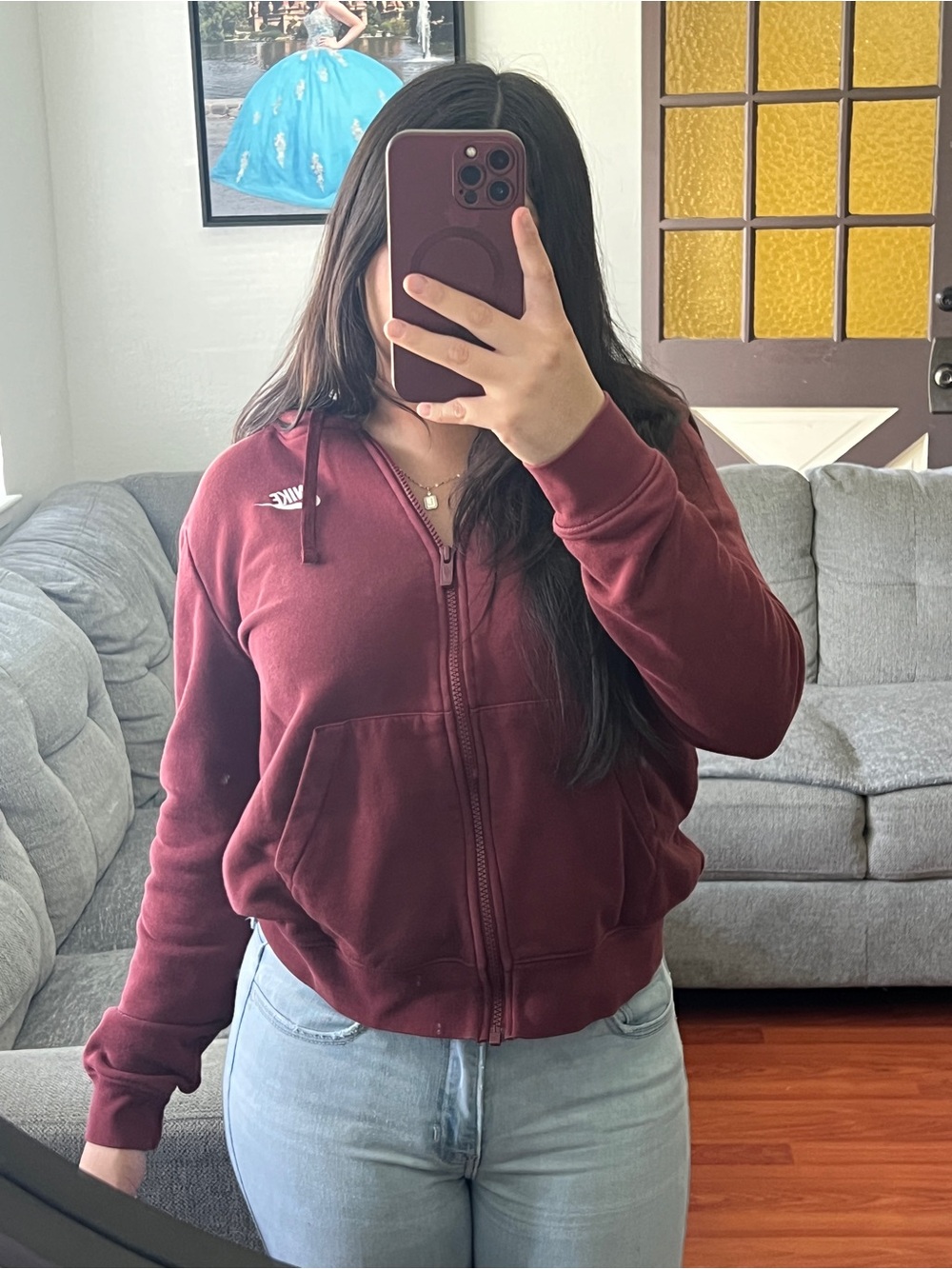 Nike Women's Burgundy Full-Zip Hoodie